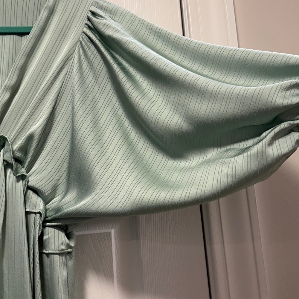 Pink Blush Maternity Mint Striped Ruffle Accent Tiered Maxi Dress in Mint - Picture 3 of 9